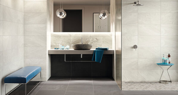 Agrob Buchtal, Evalia Elegant und stilvoll-modern: So können Badezimmer mit Evalia ausgestattet werden.