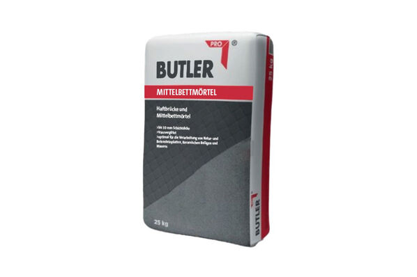 BUTLER PRO Mittelbettmörtel 25 kg – zuverlässiger Verlegemörtel für Naturstein, Betonwerkstein und Pflasterbeläge