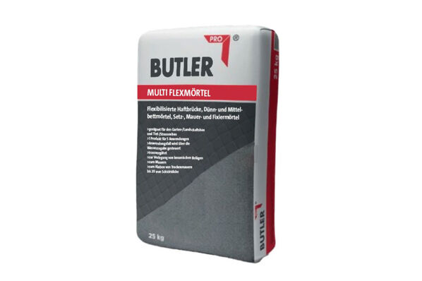 BUTLER PRO Multi Flexmörtel 25 kg – vielseitiger Flexmörtel für flexible Verlege- und Montageanwendungen im Innen- und Außenbereich