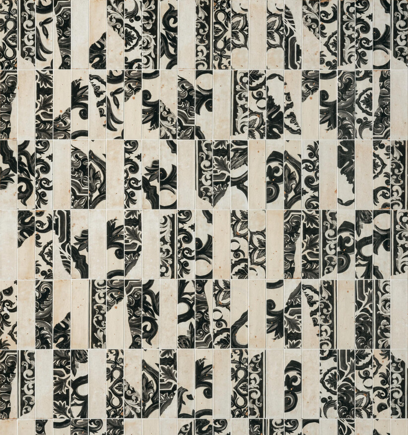 Marca Corona Miniature Fregio Nero Maiolica 6x24 cm Wandfliese Glänzend Strukturiert Lucido J369 Prints