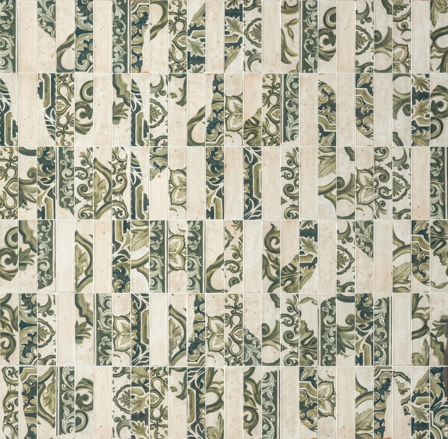 Marca Corona Miniature Fregio Verde Maiolica 6x24 cm Wandfliese Glänzend Strukturiert Lucido J370 Prints