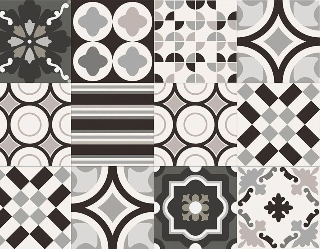 Sant Agostino Patchwork B W Mix 20x20 cm Bodenfliese / Wandfliese Matt Eben Naturale CSAPBWMX20 Prints