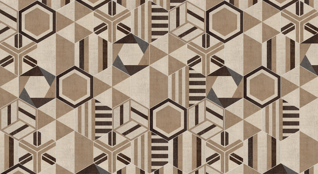 Marca Corona Textile Mehrfarbig 21.6x25 cm Bodenfliese / Wandfliese Mix Esagona Versione C Matt Strukturiert Naturale D629 Prints