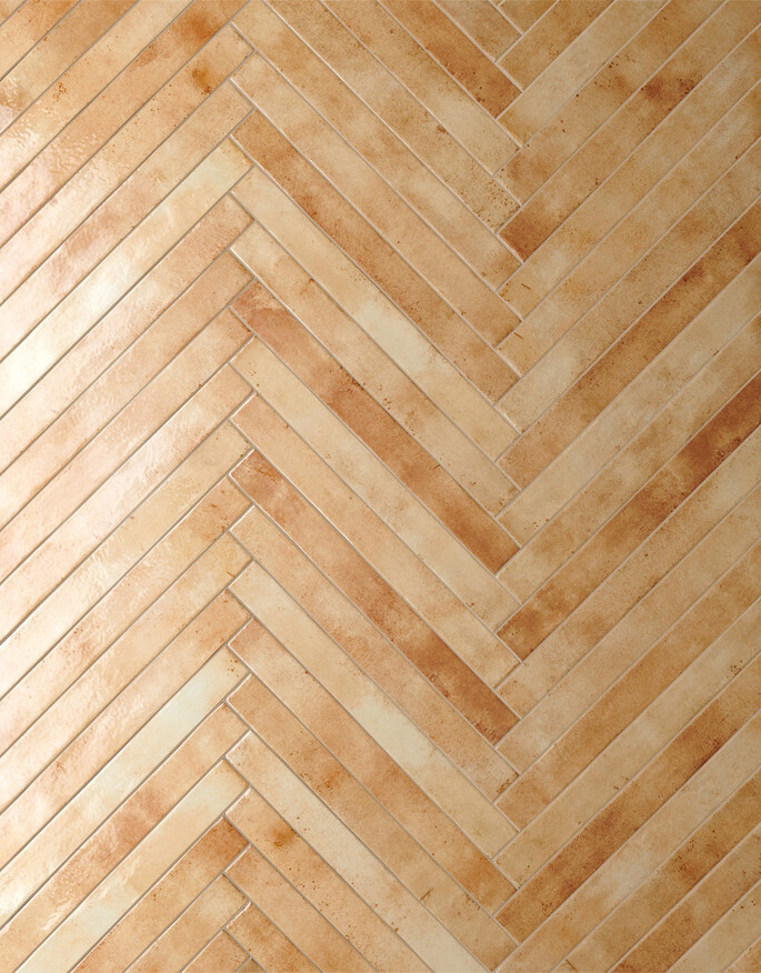 Ceramica Rondine Colors Beige 4.8x45 cm Bodenfliese / Wandfliese Brick Glänzend Strukturiert Naturale J92074 Prints