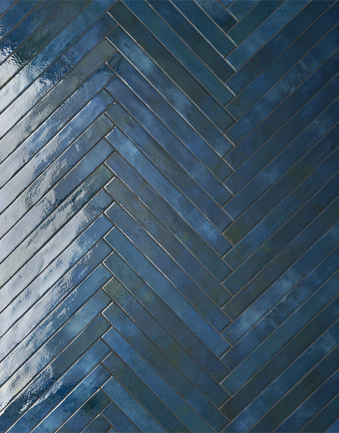 Ceramica Rondine Colors Blue 4.8x45 cm Bodenfliese / Wandfliese Brick Glänzend Strukturiert Naturale J92075 Prints