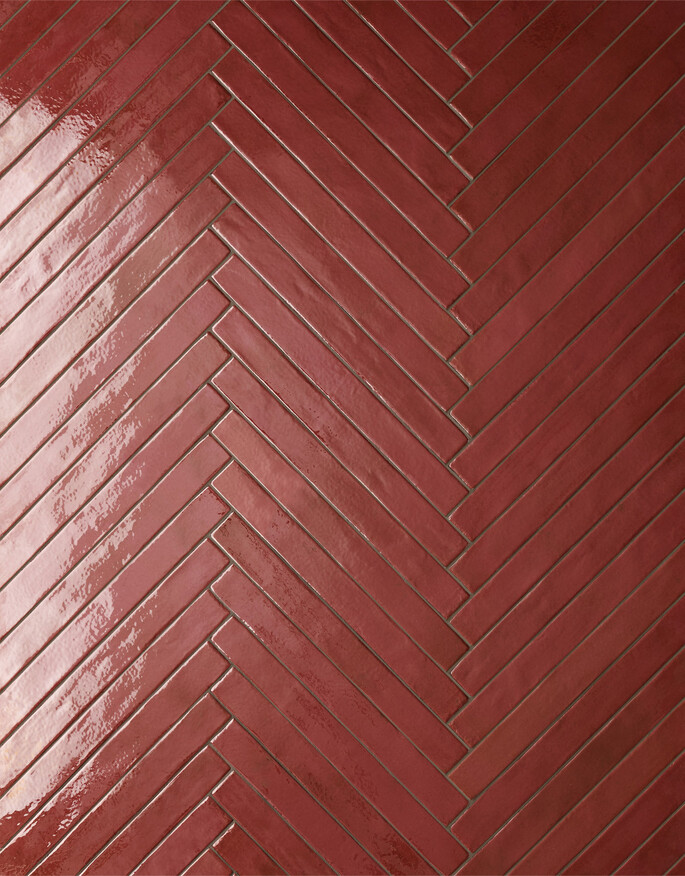 Ceramica Rondine Colors Red 4.8x45 cm Bodenfliese / Wandfliese Brick Glänzend Strukturiert Naturale J92079 Prints