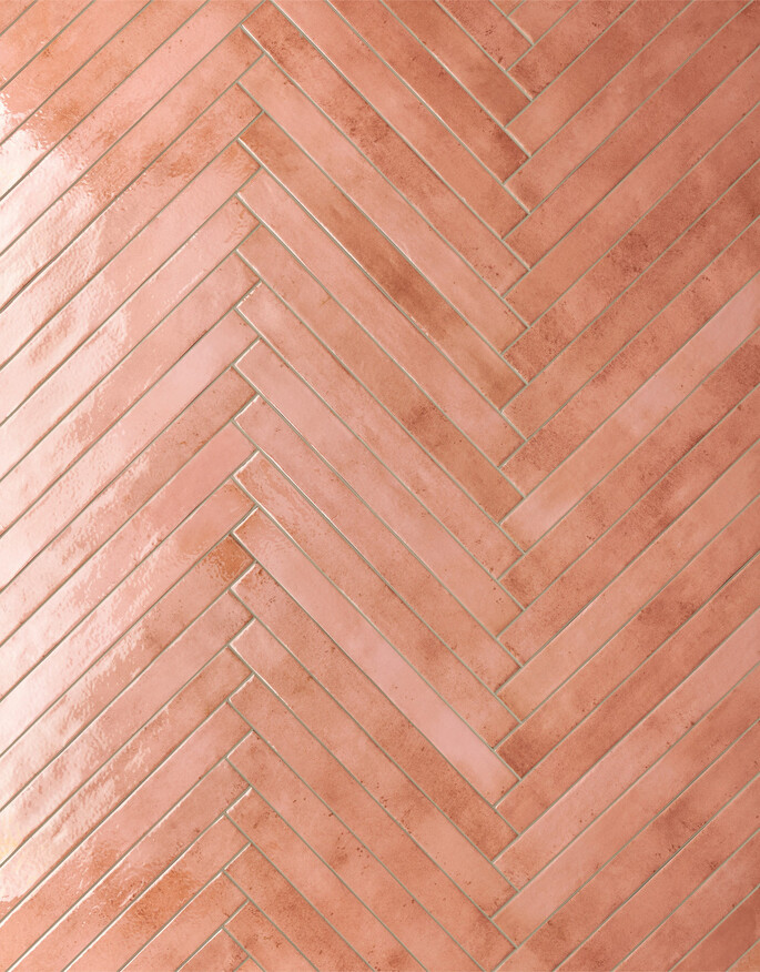 Ceramica Rondine Colors Salmon 4.8x45 cm Bodenfliese / Wandfliese Brick Glänzend Strukturiert Naturale J92080 Prints