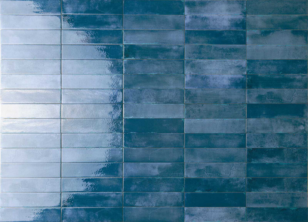 Ceramica Rondine Mojave Blu 6x25 cm Bodenfliese / Wandfliese Brick Glänzend Strukturiert Naturale J91276 Prints