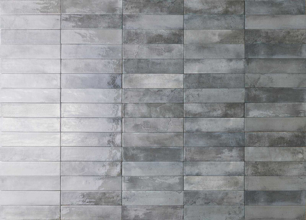 Ceramica Rondine Mojave Light Grey 6x25 cm Bodenfliese / Wandfliese Brick Glänzend Strukturiert Naturale J91280 Prints