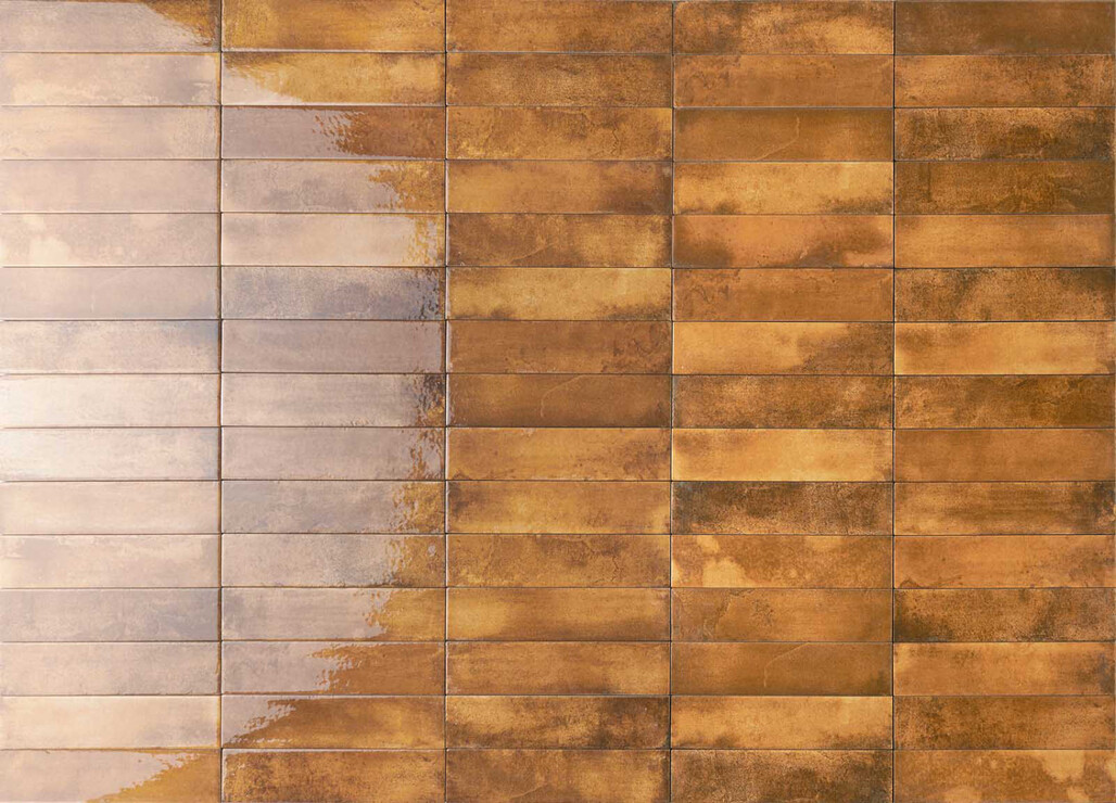 Ceramica Rondine Mojave Ocra 6x25 cm Bodenfliese / Wandfliese Brick Glänzend Strukturiert Naturale J91281 Prints