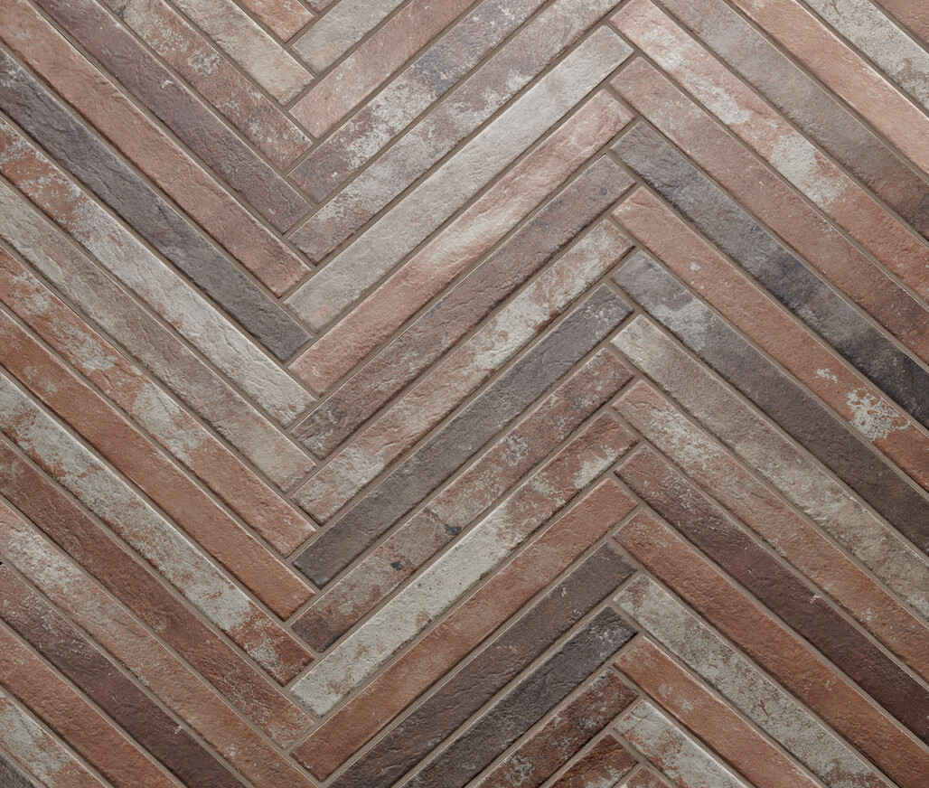 Ceramica Rondine Harlem Red 4.8x45 cm Bodenfliese / Wandfliese Brick Matt Strukturiert Naturale J92496 Prints