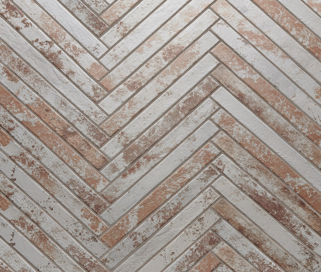 Ceramica Rondine Harlem Red White 4.8x45 cm Bodenfliese / Wandfliese Brick Matt Strukturiert Naturale J92497 Prints