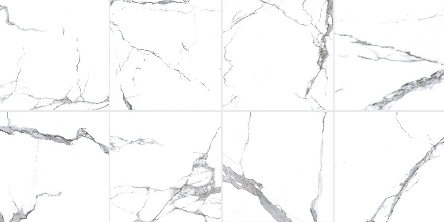 Enmon Calacata weiß marmoriert 100x100 cm Bodenfliese | Wandfliese matt AC90001 Prints