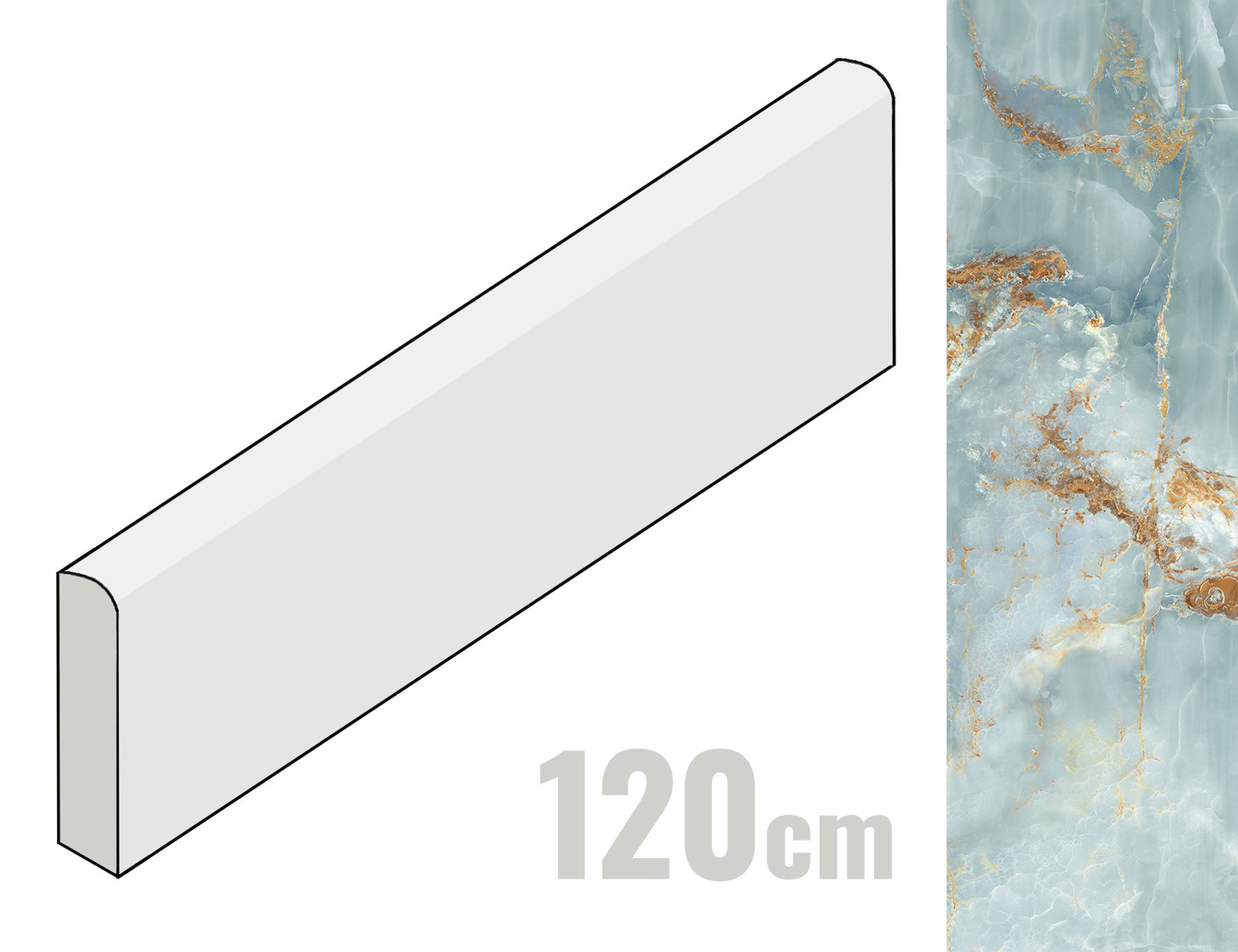 Imola Ceramica The Room Sockel Stärke: 6,5 mm 6x120 Onyx Aqua Blue Gold BLU AQ6 BT120 (179545)