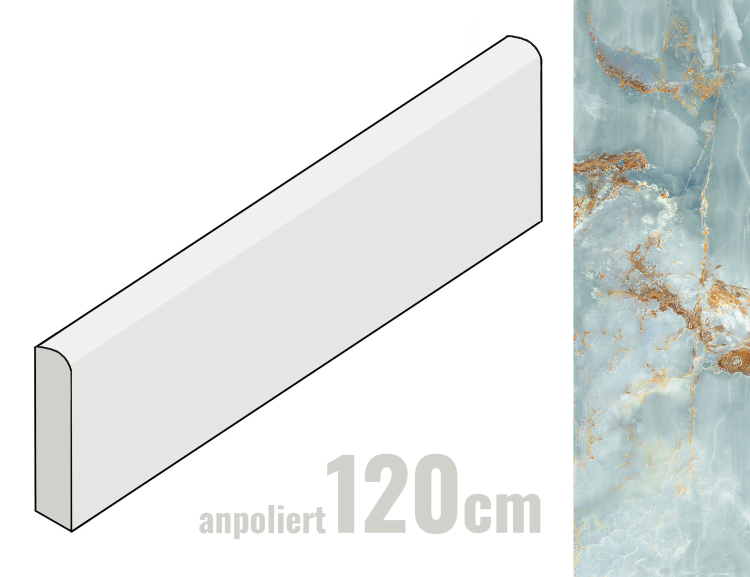 Imola Ceramica The Room Sockel Stärke: 6,5 mm 6x120 Onyx Aqua Blue Gold BLU AQ6 BT120LP (179539)