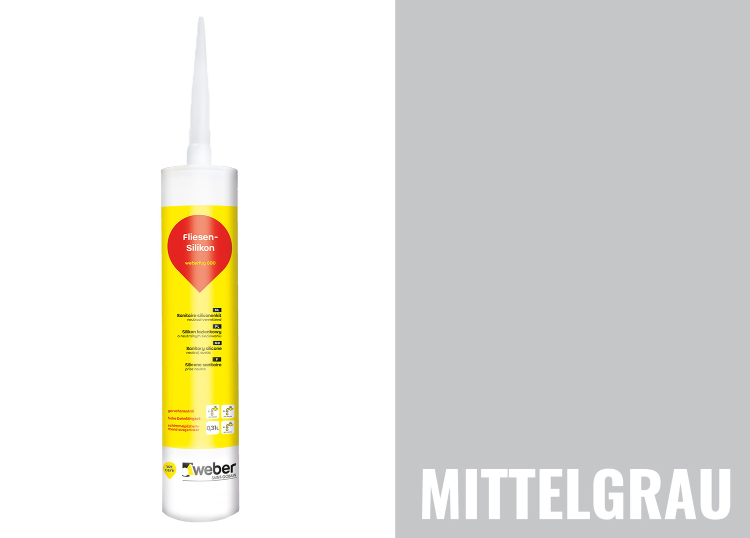 Weber Saint-Gobain weber.fug 880 Fliesen-Silikon mittelgrau 356789