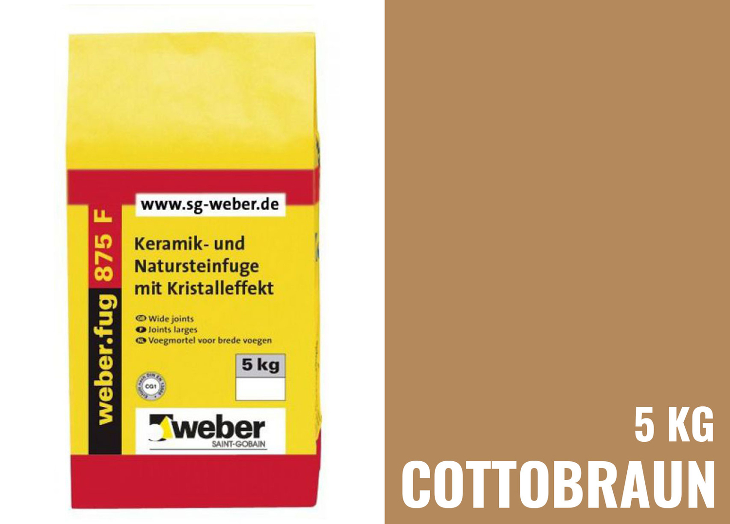Weber Saint-Gobain weber.fug 875 F Keramik- und Natursteinfuge mit Kristalleffekt cottobraun 353477