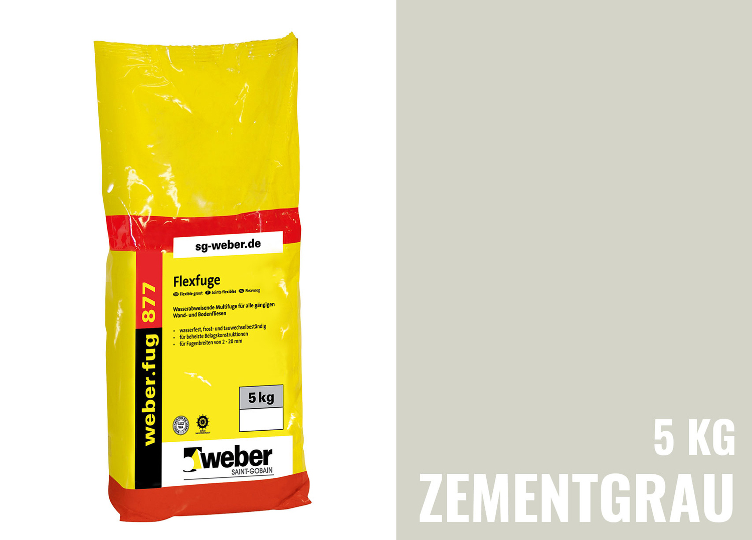 Weber Saint-Gobain weber.fug 877 Flexfuge zementgrau 353486