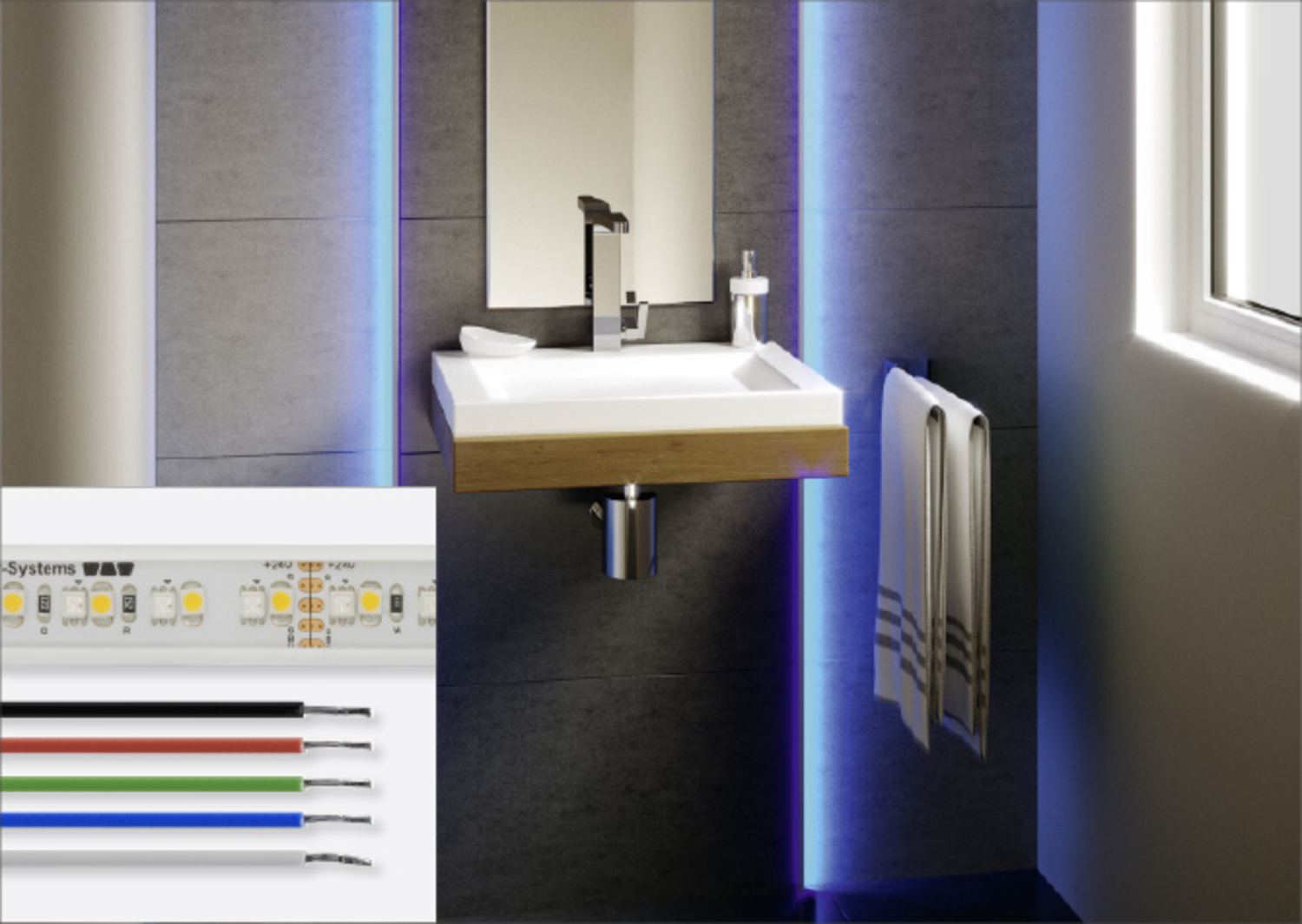 Schlüter Systems LIPROTEC-ES LED-Streifen, 24 V, DC IP67 - L=2,5 m RGB + weiß LTES9