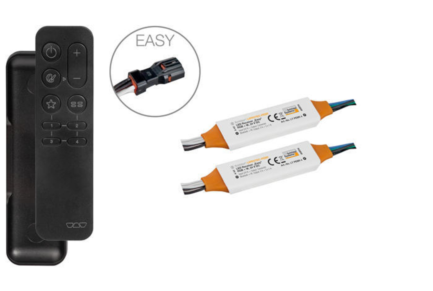 Schlüter Systems LIPROTEC-PEBZS ZONES-Starter-Set-EASY Bluetooth-Mesh-Receiver inkl. Fernbedienung und 2 Receivern Steuerung von weißen LED-Modulen