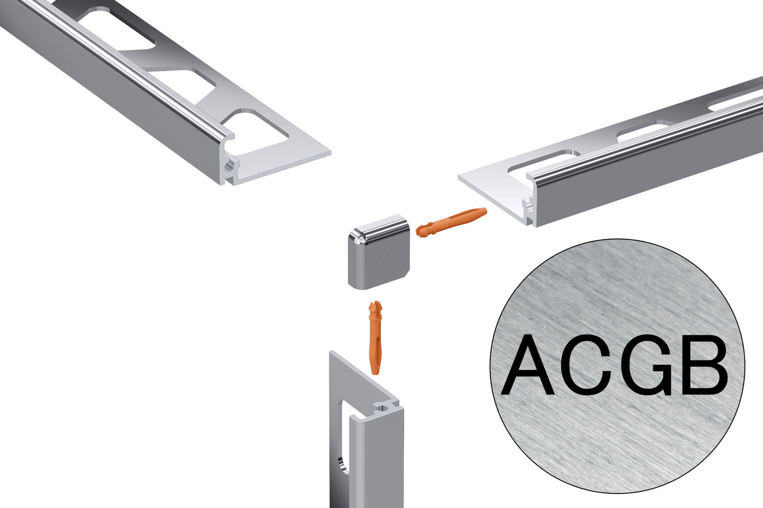 Schlüter Systems JOLLY-ACGB Außenecke 90° ACGB - Aluminium chrom gebürstet eloxiert EV/J80ACGB