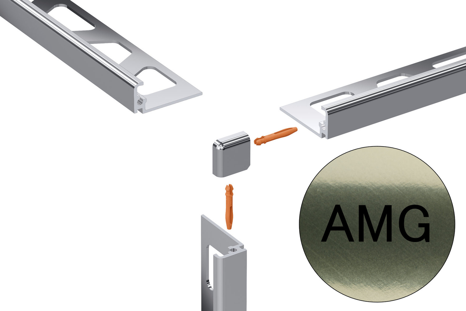 Schlüter Systems JOLLY-AMG Außenecke 90° AMG - Aluminium messing glänzend eloxiert EV/J100AMG