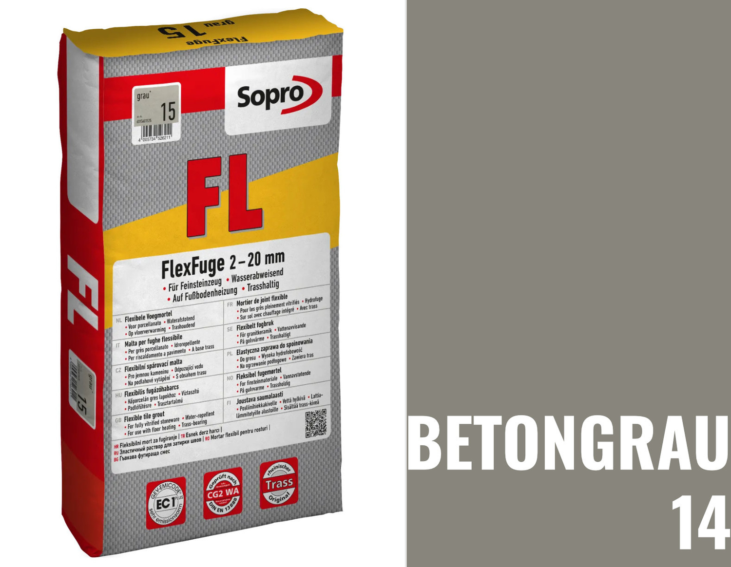 Sopro Bauchemie FlexFuge FL Flex-Fugenmörtel Betongrau 14 6SC5601405