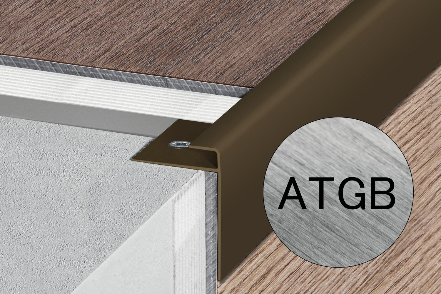 Schlüter Systems VINPRO-STEP-R Treppenprofil ATGB - Aluminium titan gebürstet eloxiert VPSTRL80ATGB