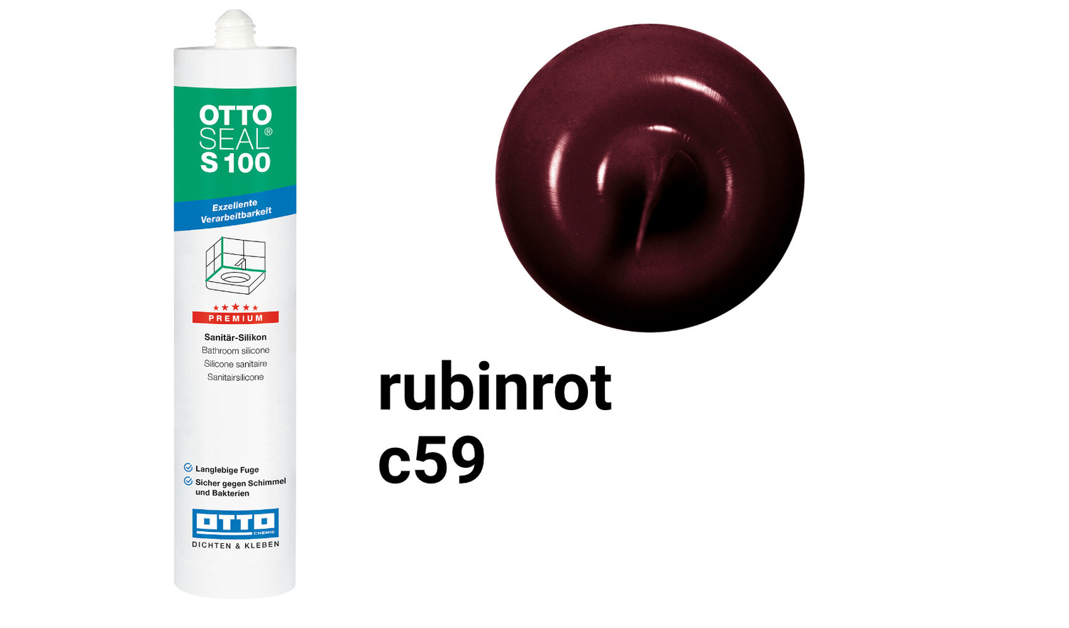 Otto Chemie OTTOSEAL S 100 Sanitär-Silikon Rubinrot S10003C59