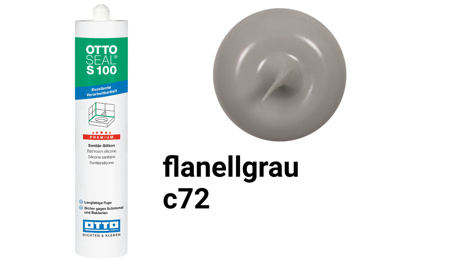 Otto Chemie OTTOSEAL S 100 Sanitär-Silikon Flanellgrau S10003C72