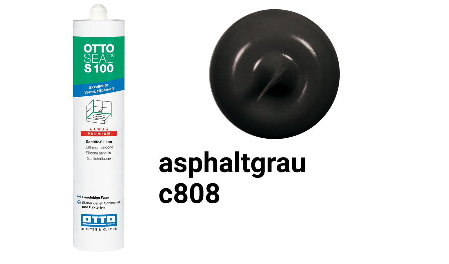 Otto Chemie OTTOSEAL S 100 Sanitär-Silikon Asphaltgrau S10003C808