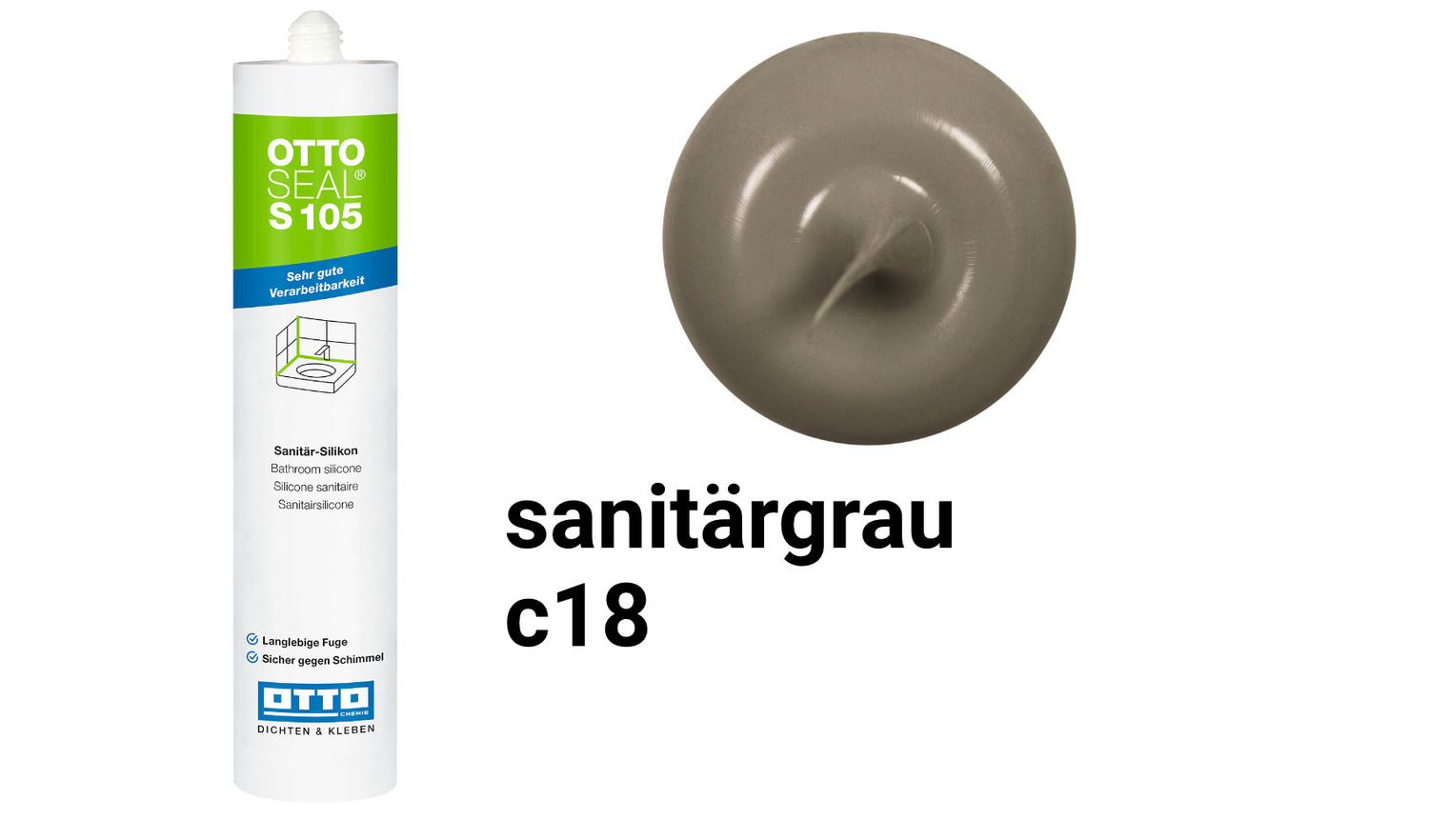 Otto Chemie OTTOSEAL S 105 Sanitär-Silikon Sanitärgrau S10504C18