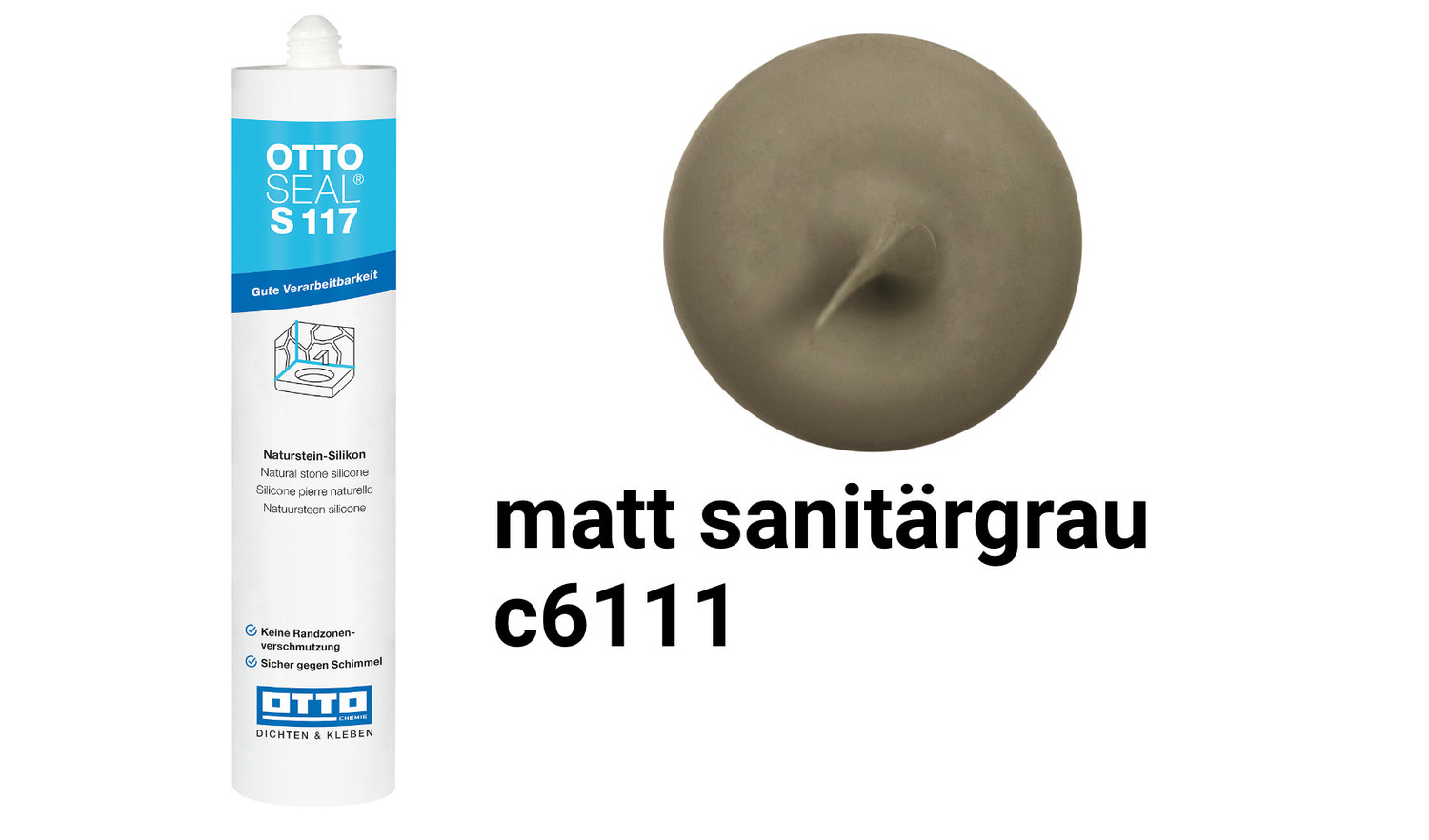 Otto Chemie OTTOSEAL S 117 Naturstein-Silikon Matt Sanitärgrau S11704C6111