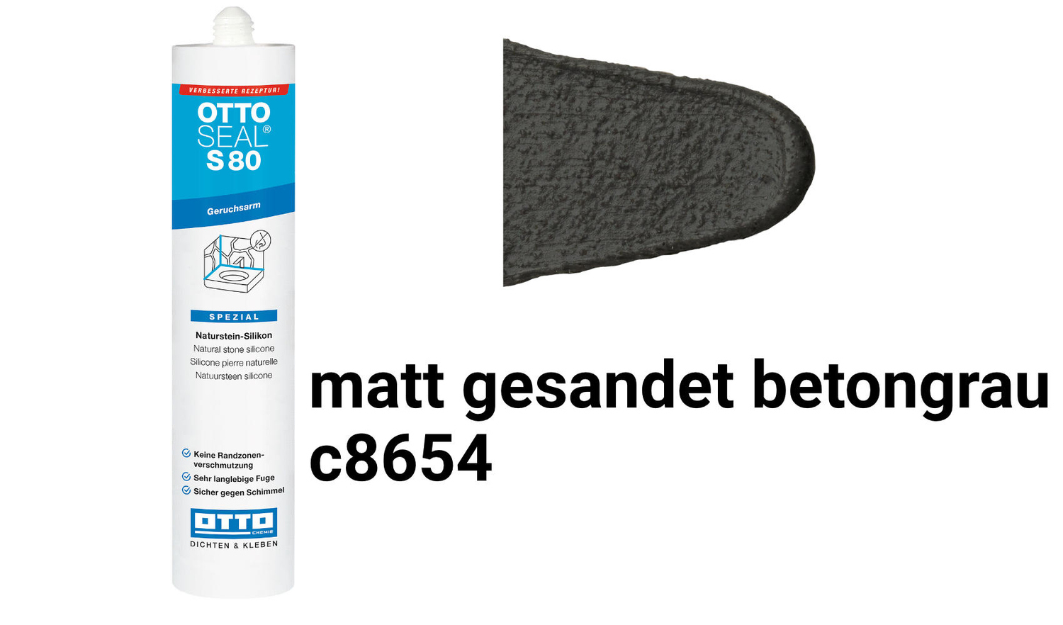 Otto Chemie OTTOSEAL S 80 Das geruchsarme Naturstein-Silikon Matt Gesandet Betongrau S8004C8654