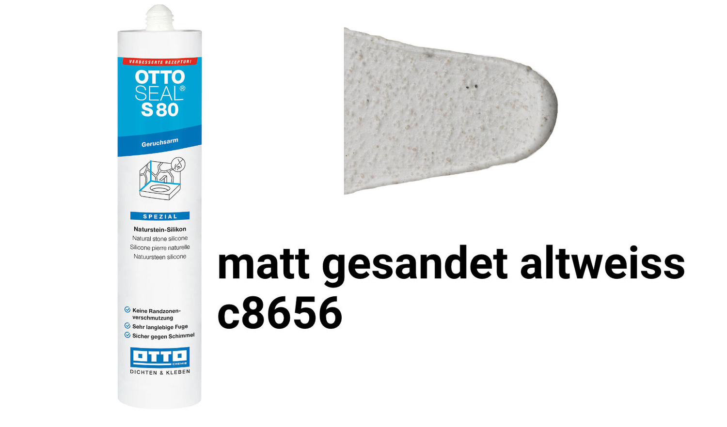 Otto Chemie OTTOSEAL S 80 Das geruchsarme Naturstein-Silikon Matt Gesandet Altweiss S8004C8656