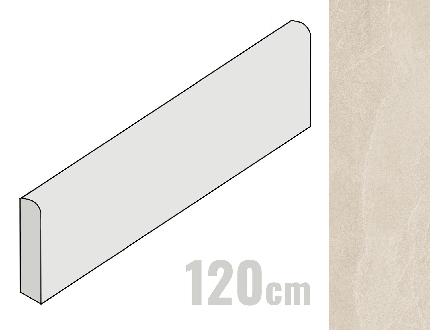 Imola Ceramica Azuma Rock Sockel 6x120 Ivory AV A.RCK BT120AV (194363)