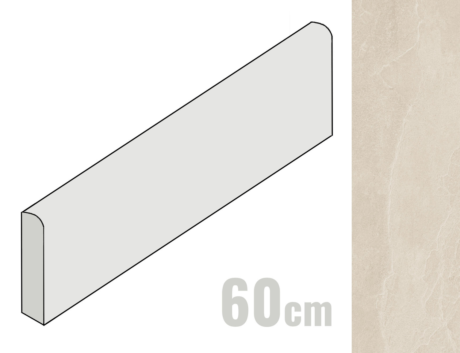 Imola Ceramica Azuma Rock Sockel 6x60 Ivory AV A.RCK BT60AV (194375)