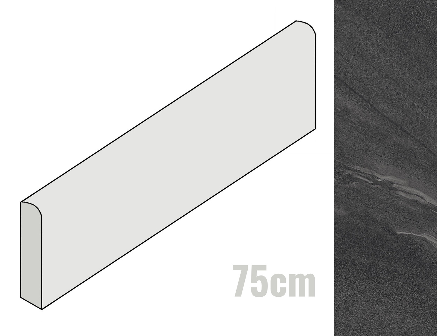 Imola Ceramica Lime-Rock Sockel 6x75 Black N LMRCK BT75N (167684)