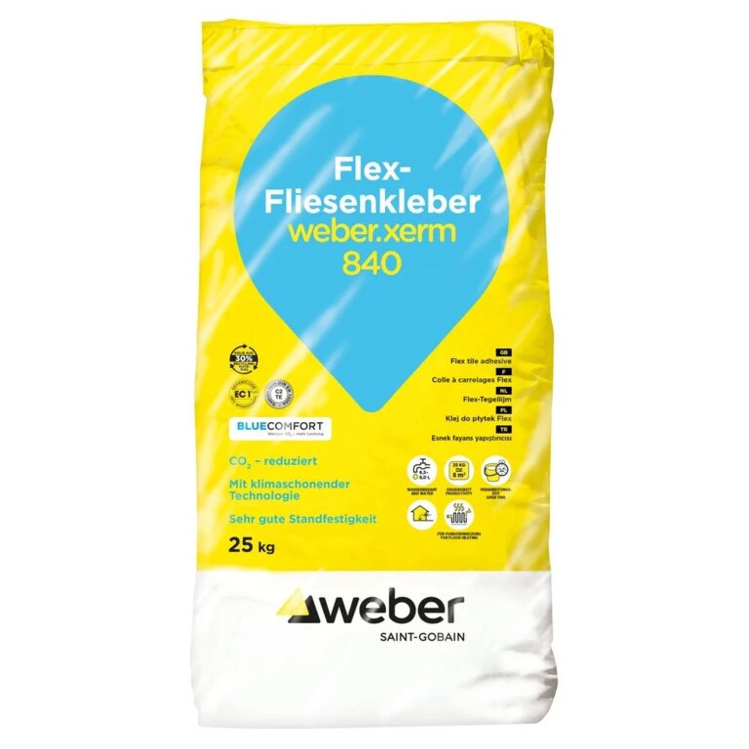Weber Saint-Gobain weber.xerm 840 Flex-Fliesenkleber BlueComfort-Technologie Naturgrau 413600