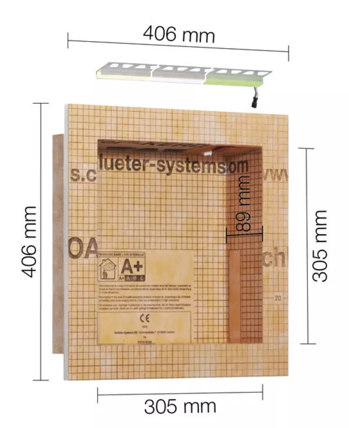 Schlüter Systems KERDI-BOARD-NLT Nische und Ablagefläche für Wandbereiche mit Beleuchtung neutralweiss 4900K KB12NLTP1AE2