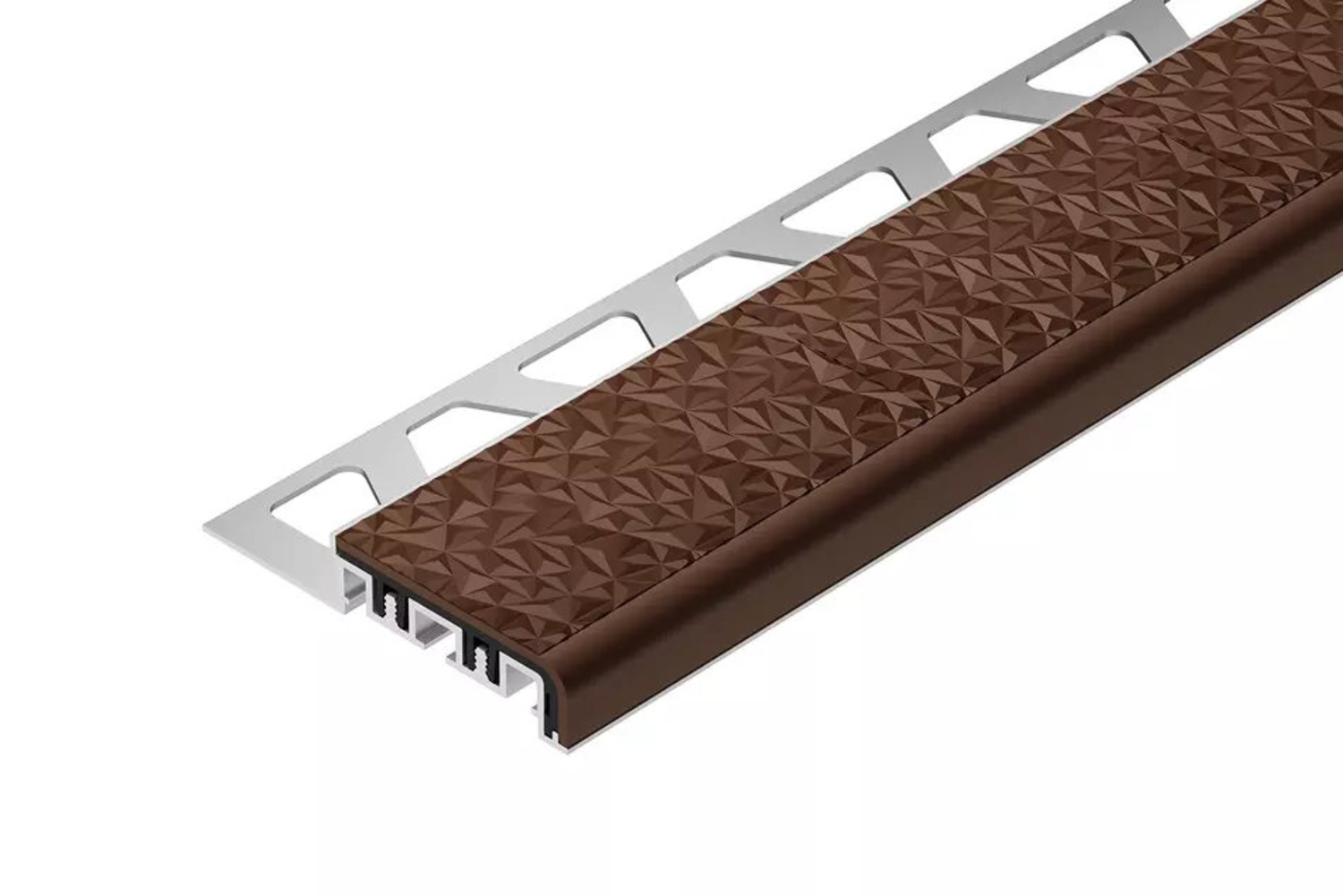 Schlüter Systems TREP-V 42 Treppenprofil Trägerprofil (42 mm / 12 mm), Alu, Natur, matt eloxiert, R 10 NB - Nussbraun TVL42NB125/300