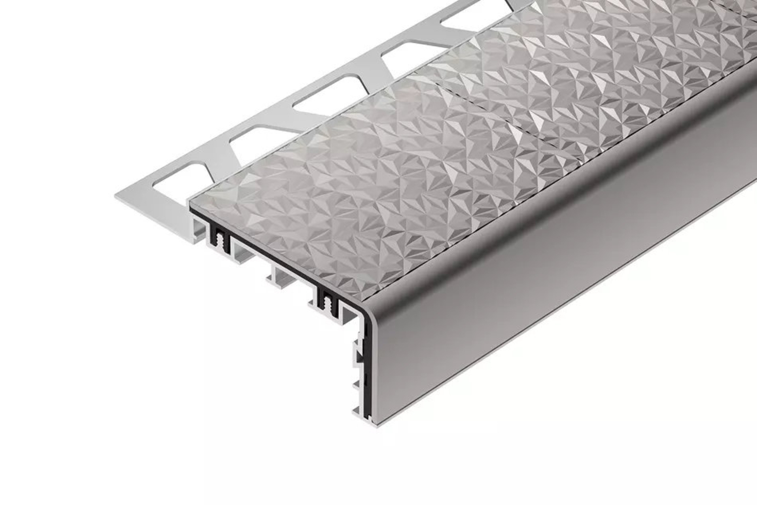 Schlüter Systems TREP-V 60 Treppenprofil Trägerprofil (60 mm / 32 mm), Alu, Natur, matt eloxiert, R 10 SG - Steingrau TVL60SG125/200