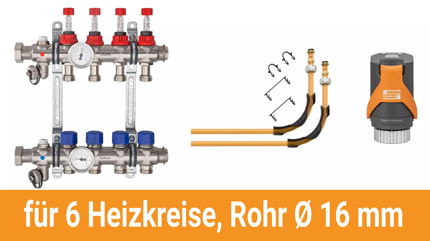 Schlüter Systems BEKOTEC-THERM-AS-HB Anschlusspaket für 6 Heizkreise, Rohr Ø 16 mm BT6AS16HB