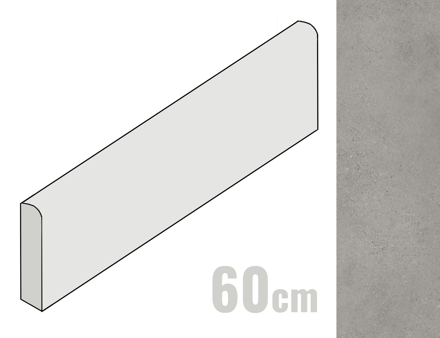 Sant Agostino Logico Sockel 7.3x60 Grey CSABLGRY60