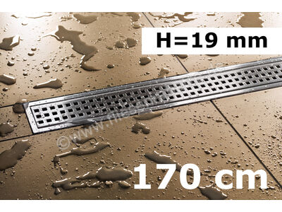 Schlüter Systems KERDI-LINE-B Rinnenabdeckung für Duschrinne Aufnahmerahmen mit Designabdeckung 170cm H=19mm - Design Square Edelstahl V4A EB - edelstahl V4A gebürstet silber KLB19EB170 | 1