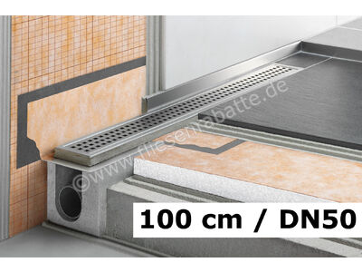 Schlüter Systems KERDI-LINE-H 50 Rinnenkörper für Duschrinne Linienentwässerung Ablauf DN 50 horizontal 100cm Edelstahl V4A KLH50GE100 | 1
