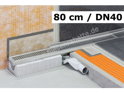 Schlüter Systems KERDI-LINE-F 40 Rinnenkörper für Duschrinne Ablauf DN 40 horizontal 80cm Edelstahl V4A KLF40GE80 | 1