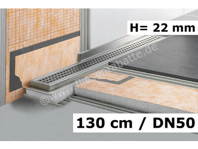 Schlüter Systems KERDI-LINE-VS Rinnenkörper für Duschrinne Linienentwässerung Ablauf mit Siphon DN 50 vertikal 130cm Edelstahl V4A KLV50GSE130 | 1