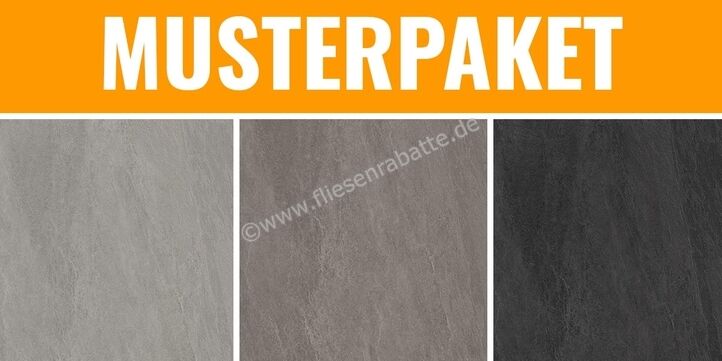 ceramicvision N-Stone Light Grey Dark Grey Slate 30x30 cm Musterpaket Matt Strukturiert Naturale MPNstone1 | 119359