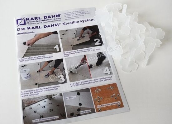 Karl Dahm Levelmac Nivelliersystem Basis-Gewindelaschen 250 Stück weiß 12454 | 120661